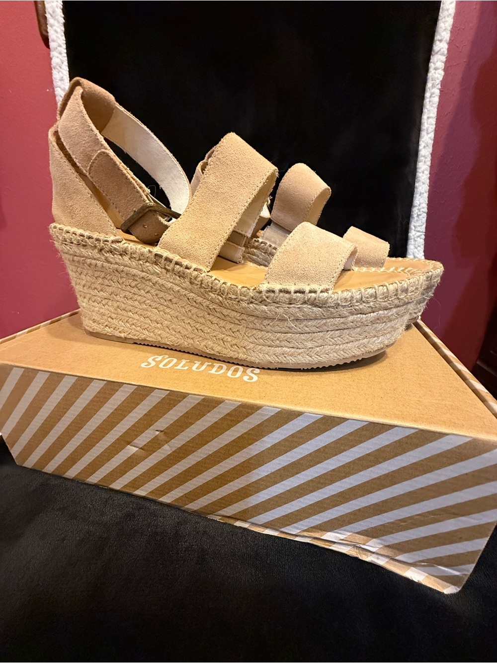 ⚜️ SOLUDOS tan suede wedge espadrilles sz 8.5 - Picture 2 of 6